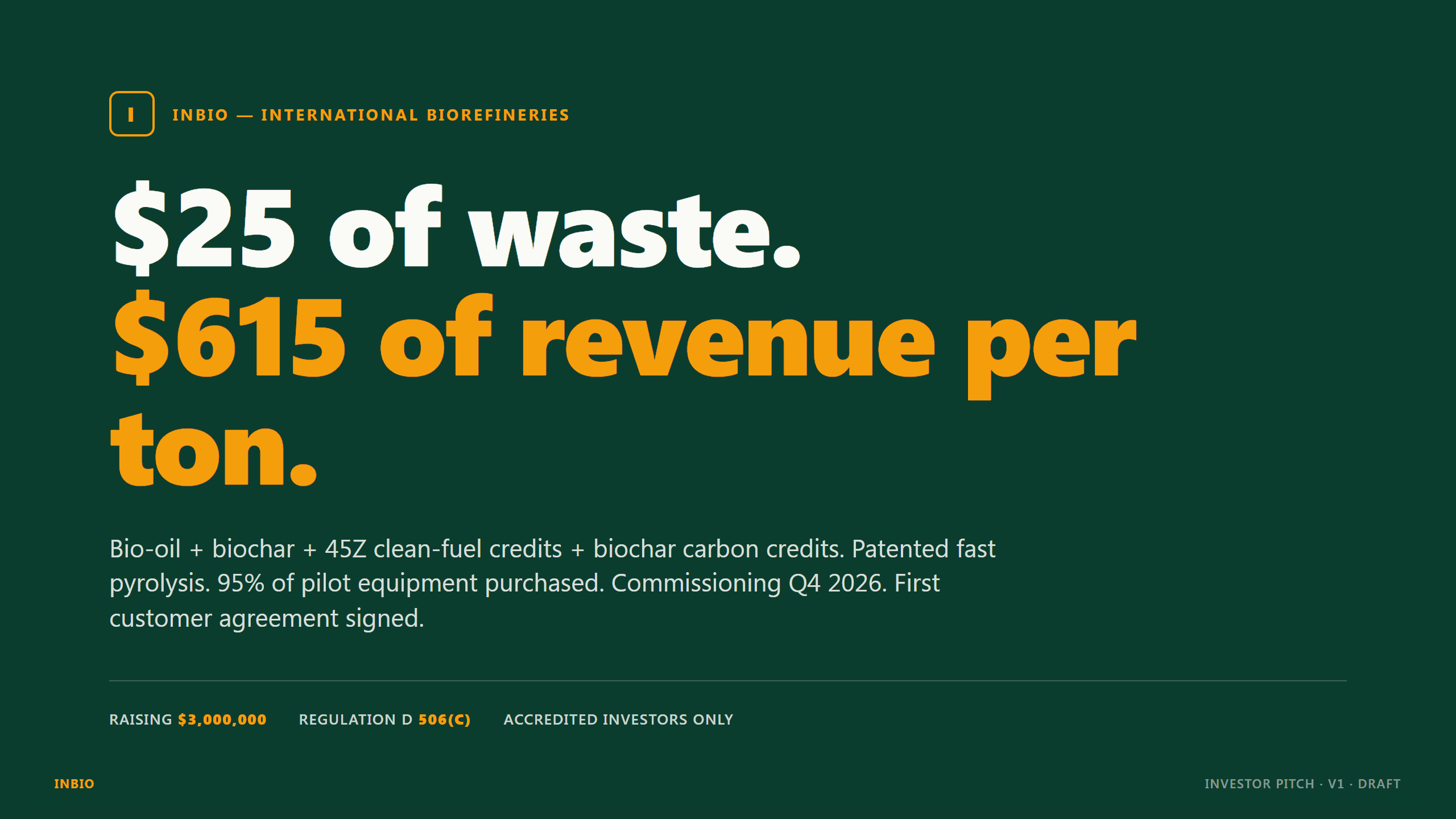 iNBIO investor pitch deck cover slide
